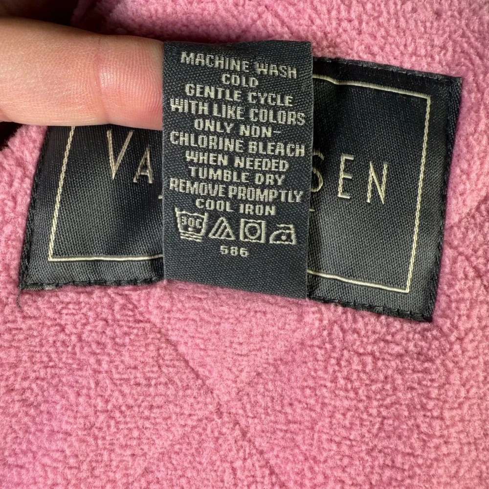 Van Heusen Quilted Jacket Pink Button Front Pockets Stand Collar Women Sz L - Picture 9 of 11